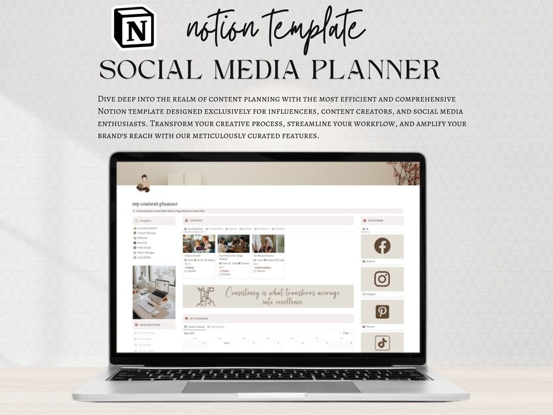 Notion Template Social Media Planner, Content Planner for Influencers ...