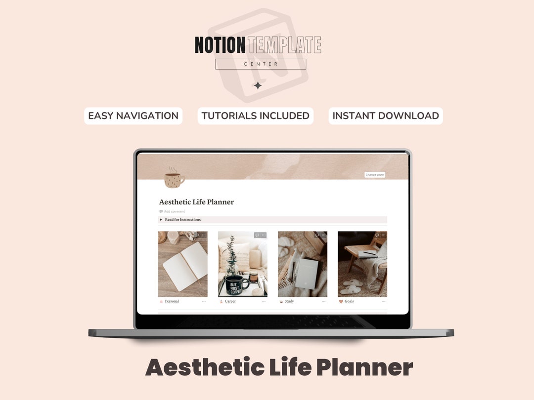 Notion Template Aesthetic Life Planner, All in One Template Notion ...