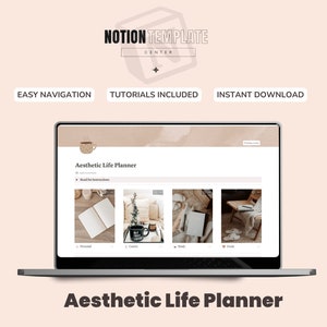 Notion Template Aesthetic Life Planner, All in One Template Notion Dashboard, Notion Planner, Personal Digital Planner