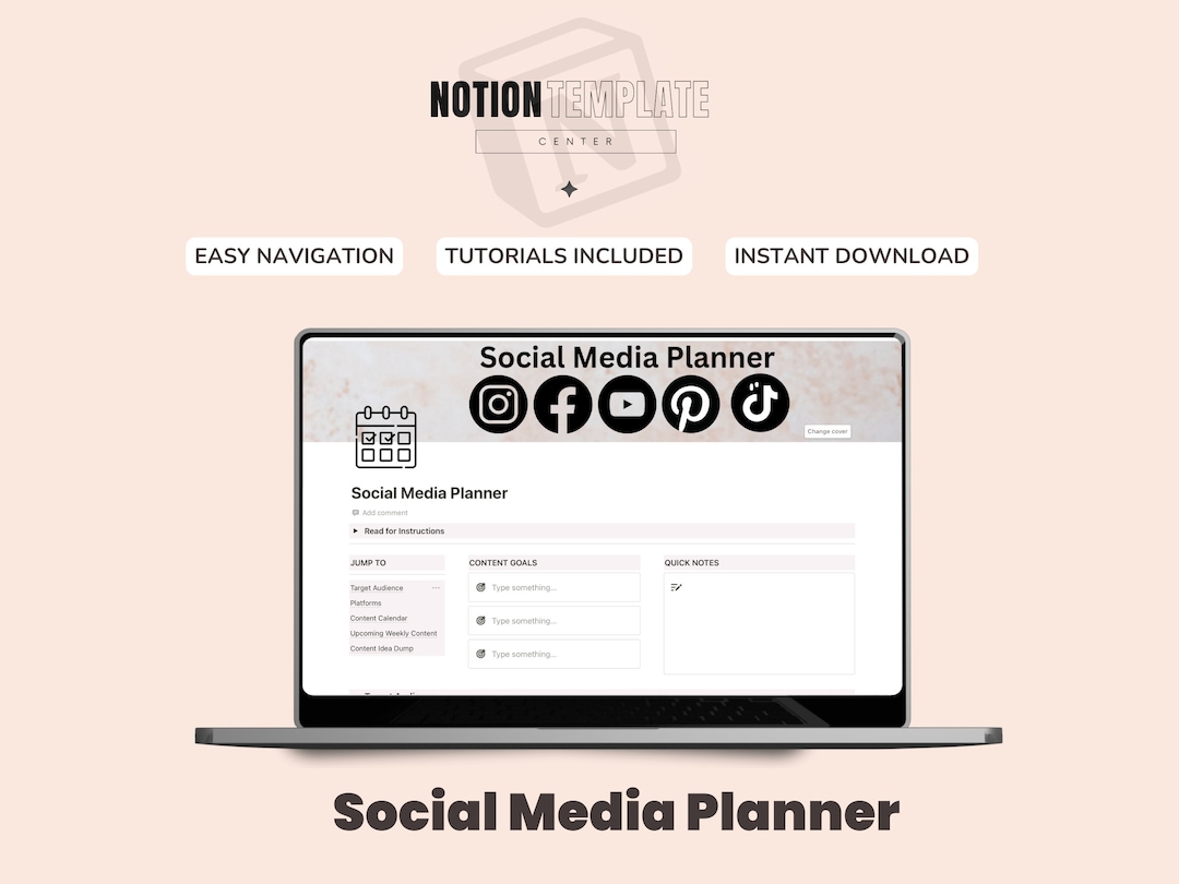 Notion Template Social Media Planner, Notion Content Calendar , Content ...