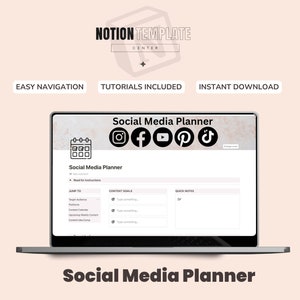 Notion Template Social Media Planner,  Notion Content Calendar , Content Planner for Influencers and Creators