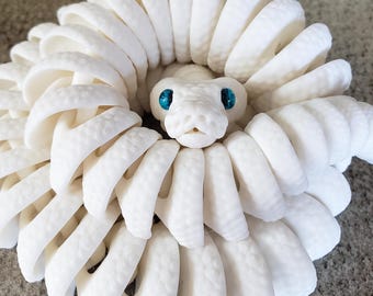 Pitone palla leucistico articolato con occhi di vetro