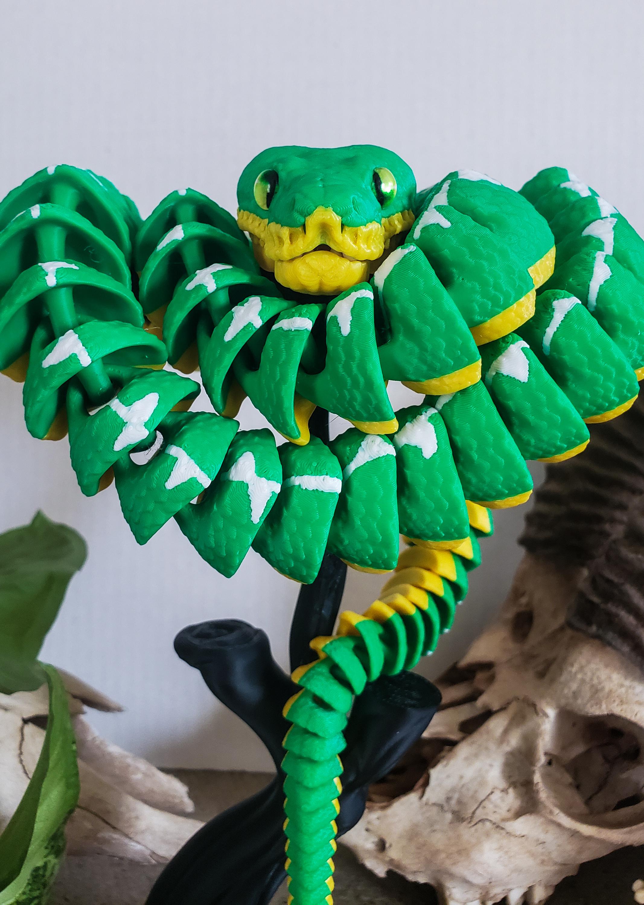 Articulated Emerald Tree Boa W/ Glass Eyes & Tree Stand - Etsy