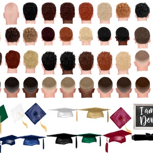 Watercolor Graduation Clipart Bundle, Unique Woman & Man Graduation Clip Art, Graduation Cap PNG, Instant Download image 9