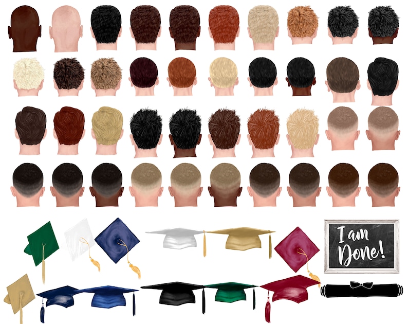 Watercolor Graduation Clipart Bundle, Unique Woman & Man Graduation Clip Art, Graduation Cap PNG, Instant Download image 9