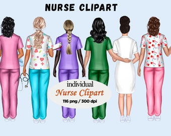 Nurse Clipart PNG, Doctor Clipart, Medical Nurse Fashion, African American Nurse Girl Clipart, Nurse Life Sublimation