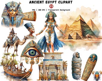 Ancient Egypt Clipart, Unique Egypt Png, Watercolor Travel Art, Africa Png, Ancient Civilization Png, Pyramids, Cleopatra Png