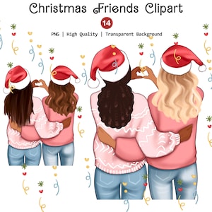 Weihnachten Freunde Clipart, einzigartige Freunde Png, Weihnachten Soulmate Clipart, Urlaub Clip Art, Besties Mädchen Grafiken, BFF