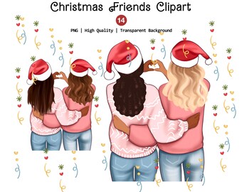 Christmas Friends Clipart, Unique Friends Png, Christmas Soulmate Clipart, Holiday Clip Art, Besties Girl Graphics, BFF
