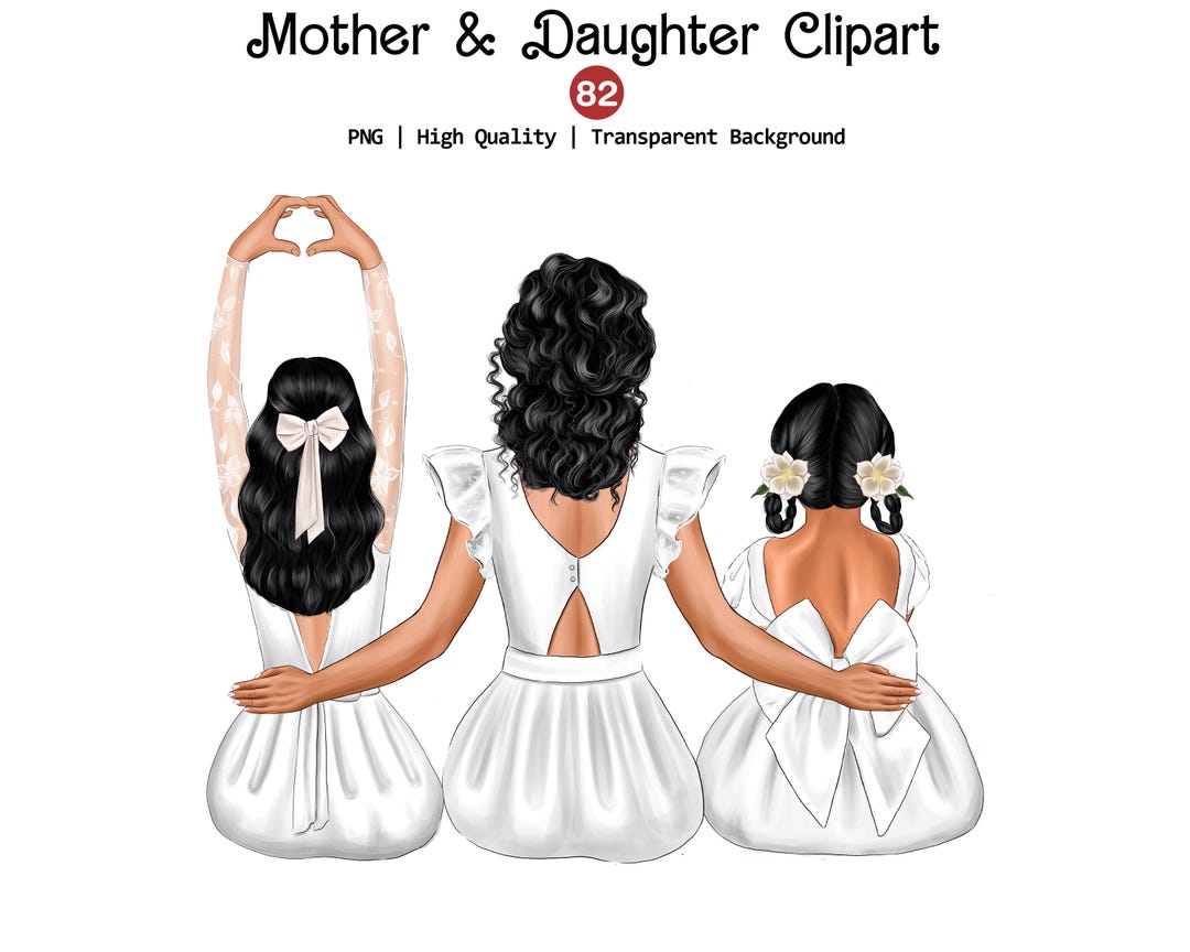 Mother & Daughter Clipart, Unique Mom and Daughter Clipart, Best Mom ...