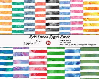 Aquarell Streifen Digitales Papier, einzigartige Streifen nahtlose Muster, Scrapbooking Papier PNG, mutige Streifen Textur