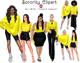 Sisterhood Clipart, Fashion Girls PNG, Sorority Graphics (Digital Download)
