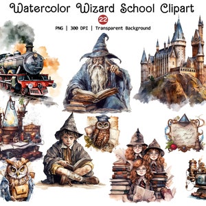 Wizard School Clipart, Watercolor Magic School Items, Wizard Design Sublimations, Witch & Wizard PNG, Instant Download