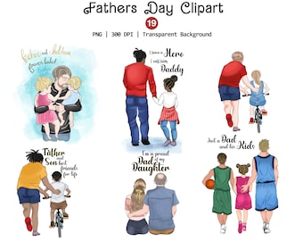 Clipart del Día del Padre, Png único de padre e hijo, Clipart familiar, Clipart de papá, Te amo papá Png, Descarga instantánea
