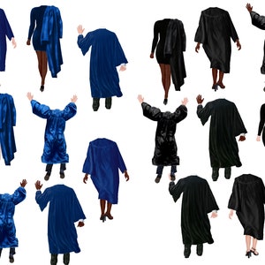 Watercolor Graduation Clipart Bundle, Unique Woman & Man Graduation Clip Art, Graduation Cap PNG, Instant Download image 6