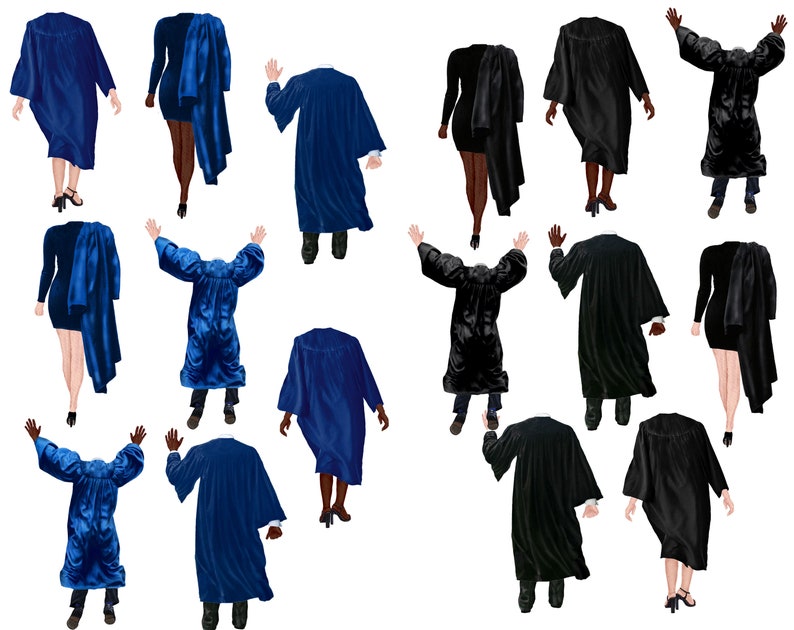 Watercolor Graduation Clipart Bundle, Unique Woman & Man Graduation Clip Art, Graduation Cap PNG, Instant Download image 6