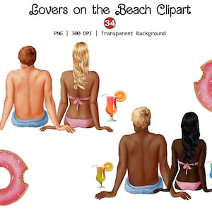 Sommer Paare Clipart, Verliebtes Paar Png, Einzigartige Strand Clipart, Beste Paar digitale Grafiken, Beste Freunde Clipart, BFF Png