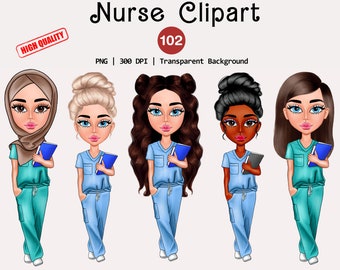 Nurse Clipart, Nurse Life PNG, Nurse Fashion Graphics, Nurse Sublimation, Muslim Nurse Clip Art, Instant Download