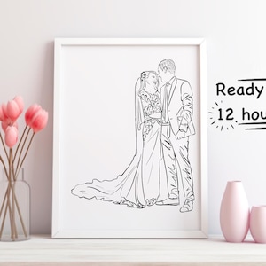 Custom Couple Portrait, Couple Line Art, One Line Art, Line Art From Photo, Boyfriend Gift, Girlfriend Gift, Custom Couple Gift