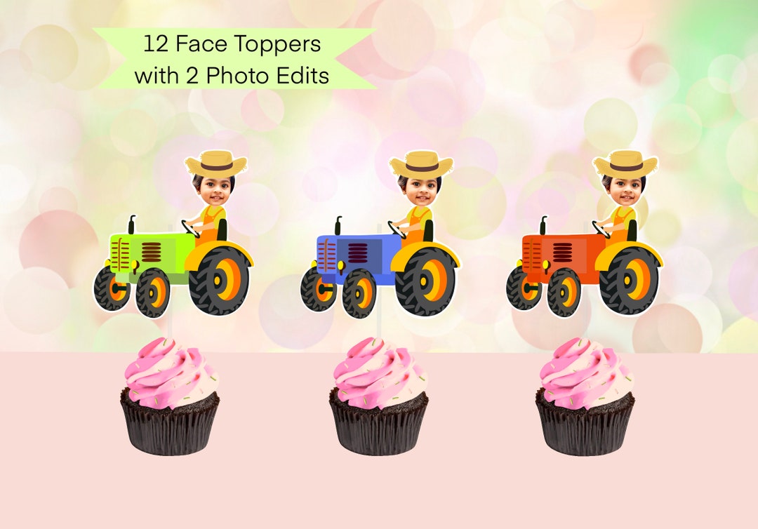 Tractor Custom Face Cupcake Toppers Tractor Cupcake Toppers ...