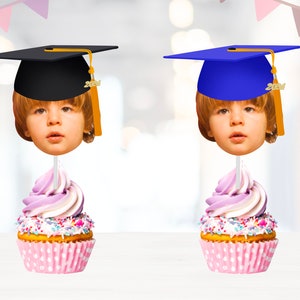 Graduation Face Cupcake Toppers | Graduation Cupcake Toppers | Personalized Photo Cupcake Toppers