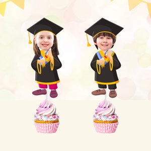 Graduation Face Cupcake Toppers | Graduation Cupcake Toppers | Personalized Photo Cupcake Toppers