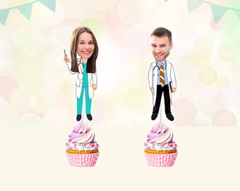 Doctor Custom Face Cupcake Toppers | Doctor Cupcake Toppers | Personalized Photo Cupcake Toppers