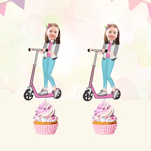 Scooter Cupcake Toppers | Scooter Birthday Cupcake Toppers | Personalized Photo Toppers | Party Decorations | Milestone