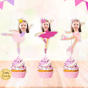 Ballerina Custom Face Cupcake Toppers | Ballerina Cupcake Toppers | Personalized Photo Cupcake Toppers