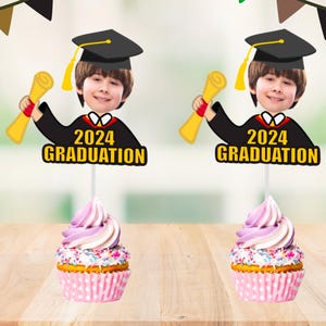 Graduation Custom Face Cupcake Toppers | Graduation Cupcake Toppers | Graduation Personalized Photo Cupcake Toppers | Grad Supplies