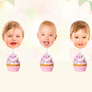 Custom Face Cupcake Toppers | Birthday Cupcake Toppers | Personalized Photo Toppers | Party Decorations