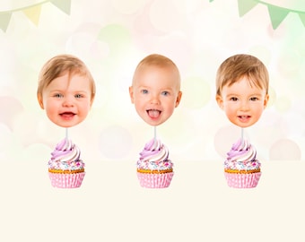 Custom Face Cupcake Toppers | Birthday Cupcake Toppers | Personalized Photo Toppers | Party Decorations