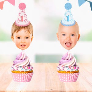 Pink Bow Custom Face Cupcake Toppers | Pink Bow Cupcake Toppers | Personalized Photo Cupcake Toppers