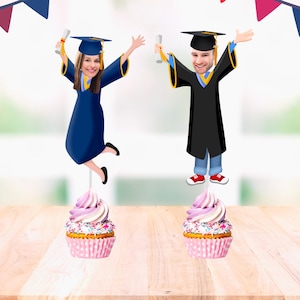 Graduation Face Cupcake Toppers | Graduation Cupcake Toppers | Personalized Photo Cupcake Toppers