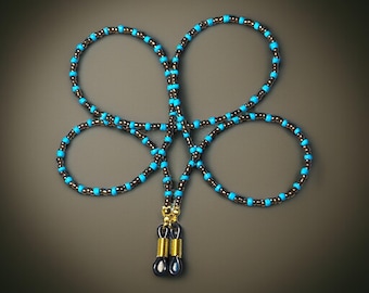 Corrente para óculos marrom cobre e turquesa, miçangas de vidro com conectores de silicone preto, feita à mão, presente para ela, 27 polegadas