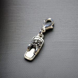 Flip-Flop Clip-On Charm for Bracelets, Keyrings or Bags, Silver Plated Lobster Clasp, Handmade, Gift for her