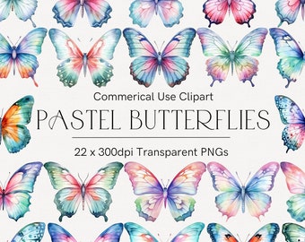 Watercolor butterflies clipart, Spring clipart, Butterfly clip art, Butterfly png bundle, Pastel butterflies, Scrapbook clipart, Nursery art