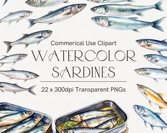 Imágenes prediseñadas de sardinas, imágenes prediseñadas de pescado, sardinas en acuarela, ilustración de mariscos, impresión de pescado, sardinas enlatadas, imágenes prediseñadas de menú de mariscos, transparente