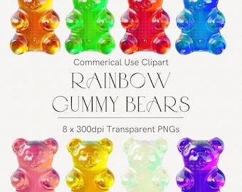 Gummy bear clipart, Transparent png, Candy graphics, Gummy bear candy, Instant download, Rainbow gummy bear images, Cute bears clipart