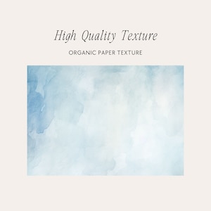 Puede incluir: Un fondo de estilo acuarela con una apariencia suave y difuminada. La imagen presenta tonos de azul y blanco, creando un efecto texturizado y so&ntilde;ador. El texto en la parte superior dice "High Quality Texture" y "Organic Paper Texture".
