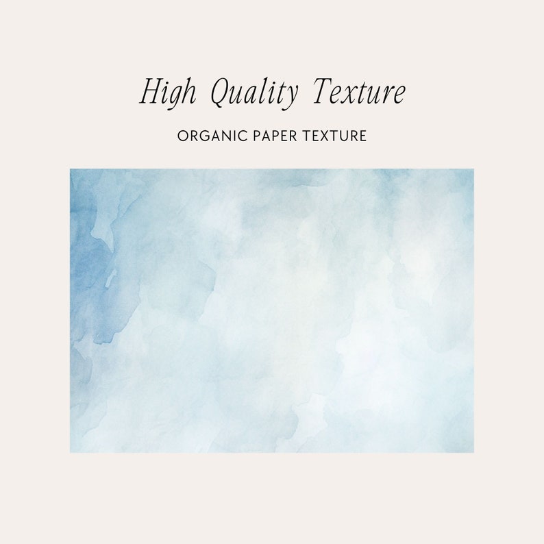 Puede incluir: Un fondo de estilo acuarela con una apariencia suave y difuminada. La imagen presenta tonos de azul y blanco, creando un efecto texturizado y so&ntilde;ador. El texto en la parte superior dice "High Quality Texture" y "Organic Paper Texture".