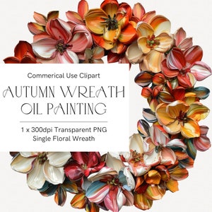Imágenes prediseñadas de corona de otoño de pintura 3D, imágenes prediseñadas florales de otoño, imágenes prediseñadas de Acción de Gracias, textura de pintura al óleo gruesa, uso comercial, corona de otoño Png 308