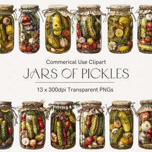 Clipart barattolo di sottaceti, barattoli vintage di sottaceti, barattolo di sottaceti png, cetrioli sottaceto trasparenti, clipart alimentari. Clipart ad acquerello, arte del menu
