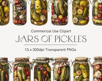 Pickle jar clipart, Vintage jars of pickles, Jar of pickles png, Transparent pickled cucumbers, Food clipart. Watercolor clipart, Menu art