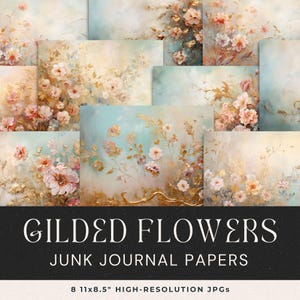 Petrol und Rosa Junk Journal Kit, Gold Aquarell Blumen, Floral Scrapbook Papiere, Journal Printable, Kommerzielle Nutzung, Scrapbooking Zubehör 396