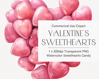 Valentines candy heart clipart, Valentine clip art, Watercolor hearts, Cute love heart, Valentine's Day Sweethearts candy, Pink hearts