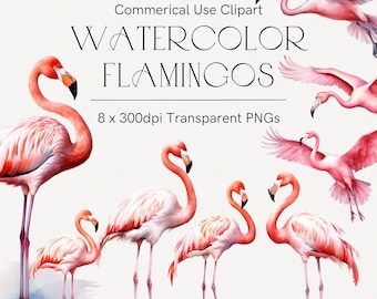 Pink flamingo clip art, Watercolor art, Tropical birds, Flying flamingos, Sublimation design, Nursery art making, Exotic birds, Vintage art
