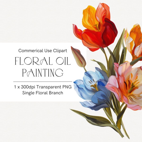 Floral Bouquet Clipart, Mother's Day Flowers, 3D Texture Thick Paint, Oil painting clipart, Single Floral Clipart, Tropical Flowers 307