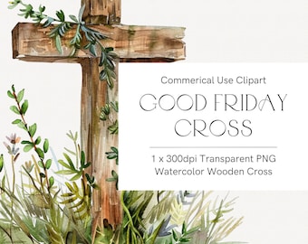 Easter cross clipart, Good friday clipart, Watercolor cross, He is Risen clipart, Easter cross png, Christian religious, Watercolor Easter