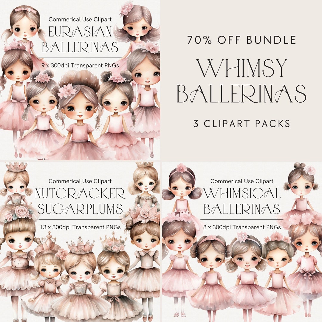 Ballerina Clipart Bundle, Watercolor Ballerina, Cute Ballet Clipart ...